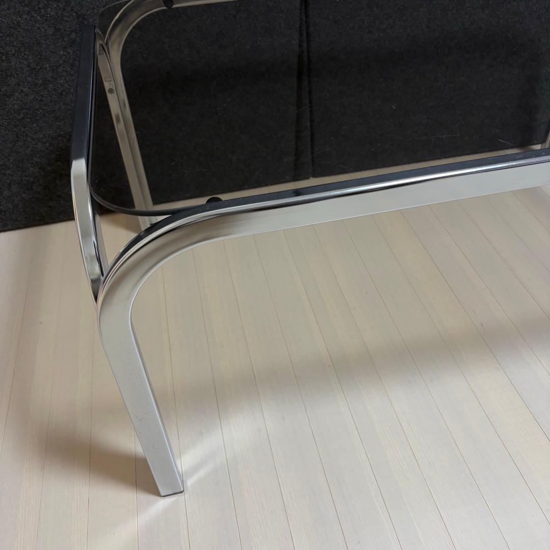 スモーク　ミッドセンチュリー ガラステーブル　センターテーブル　アイアンフレーム