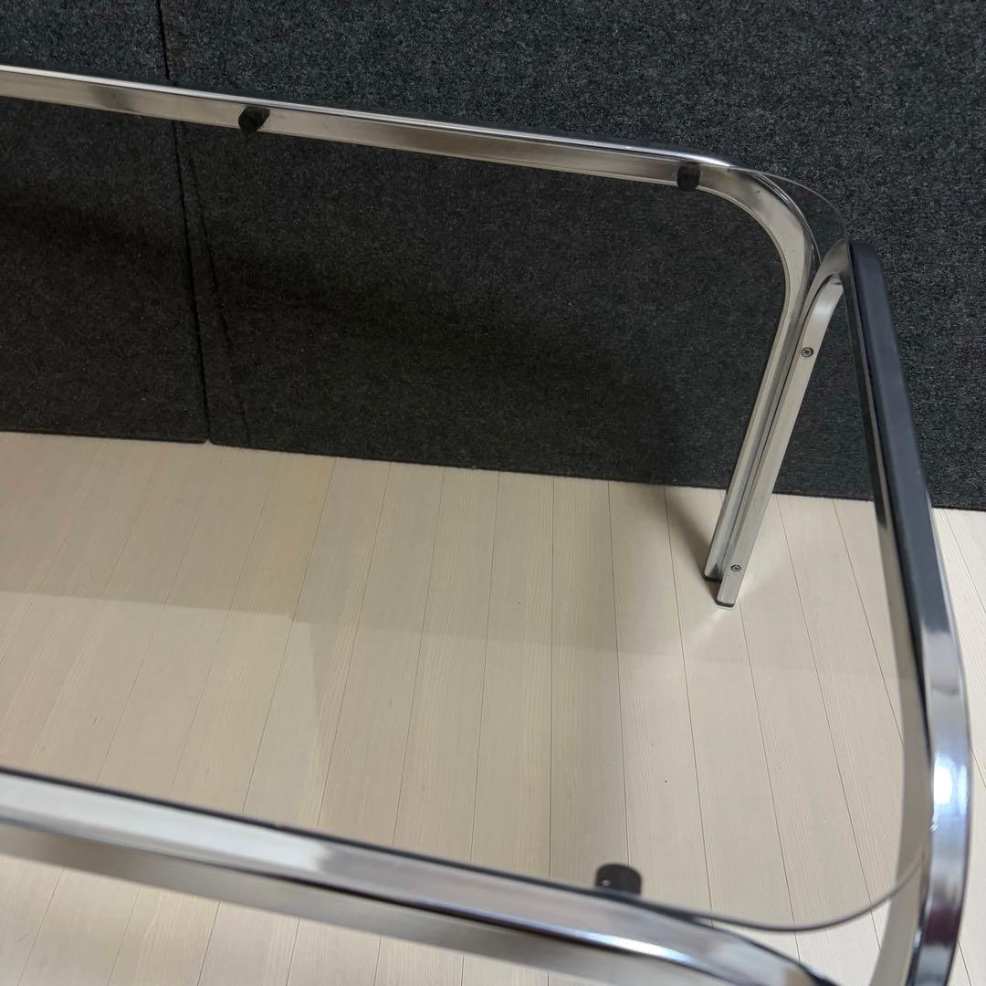 スモーク　ミッドセンチュリー ガラステーブル　センターテーブル　アイアンフレーム