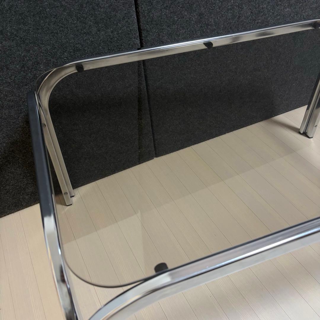 スモーク　ミッドセンチュリー ガラステーブル　センターテーブル　アイアンフレーム