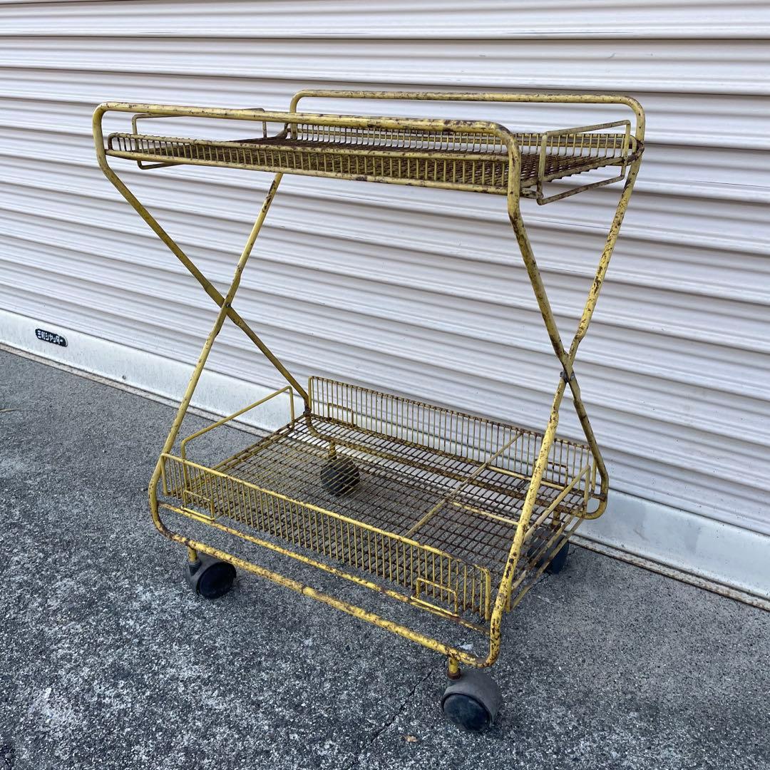 最終価格　昭和レトロ　ワイヤーラック　キャスター付　ガーデニング　シャビーラック