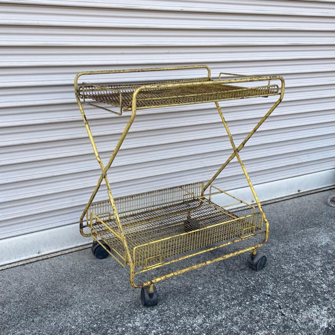 最終価格　昭和レトロ　ワイヤーラック　キャスター付　ガーデニング　シャビーラック