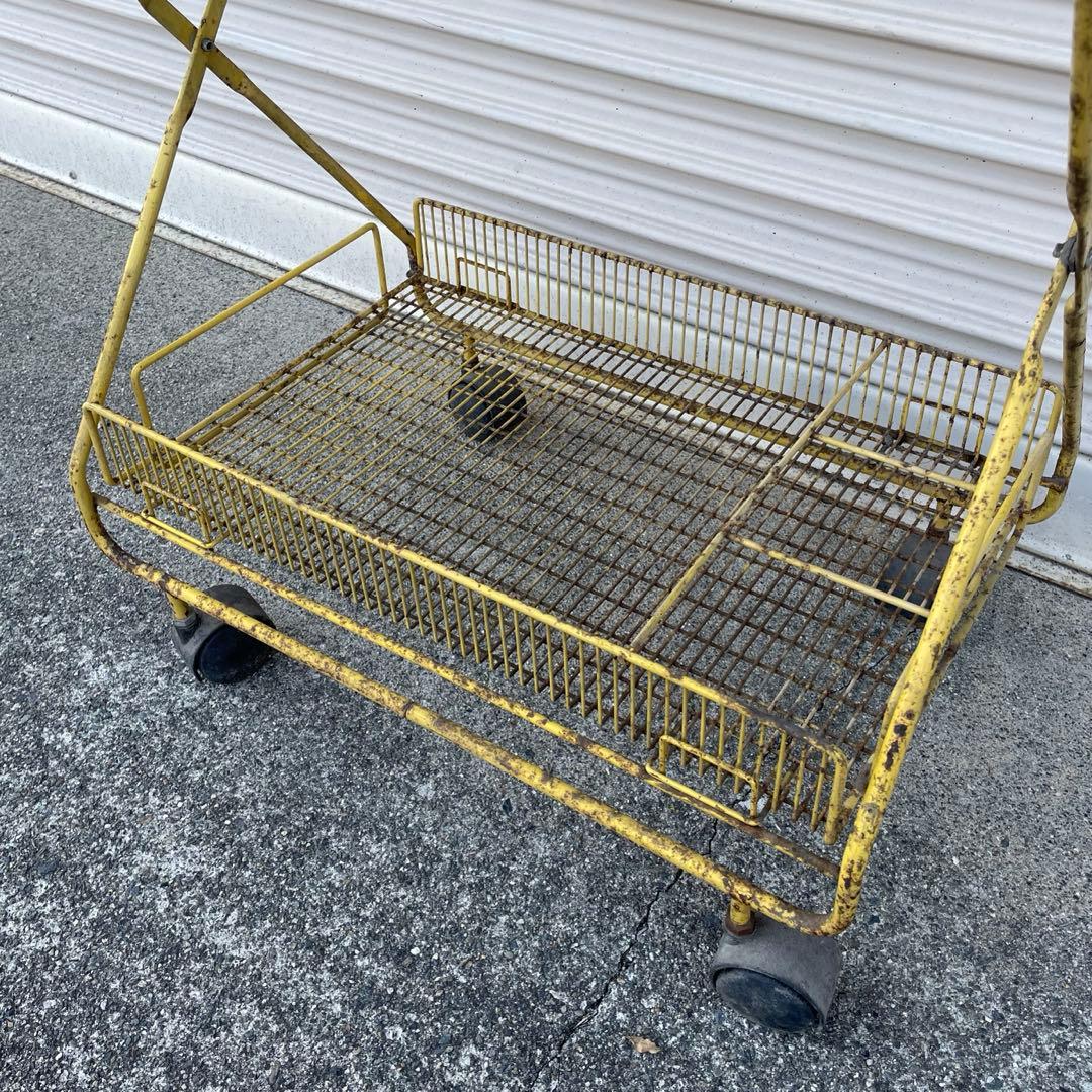 最終価格　昭和レトロ　ワイヤーラック　キャスター付　ガーデニング　シャビーラック