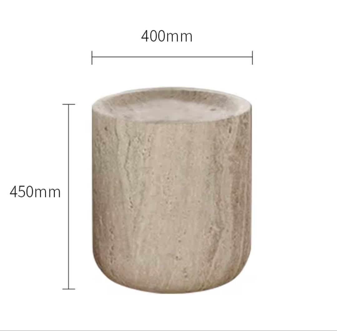 トラバーチンローテーブル＆サイドテーブルセット