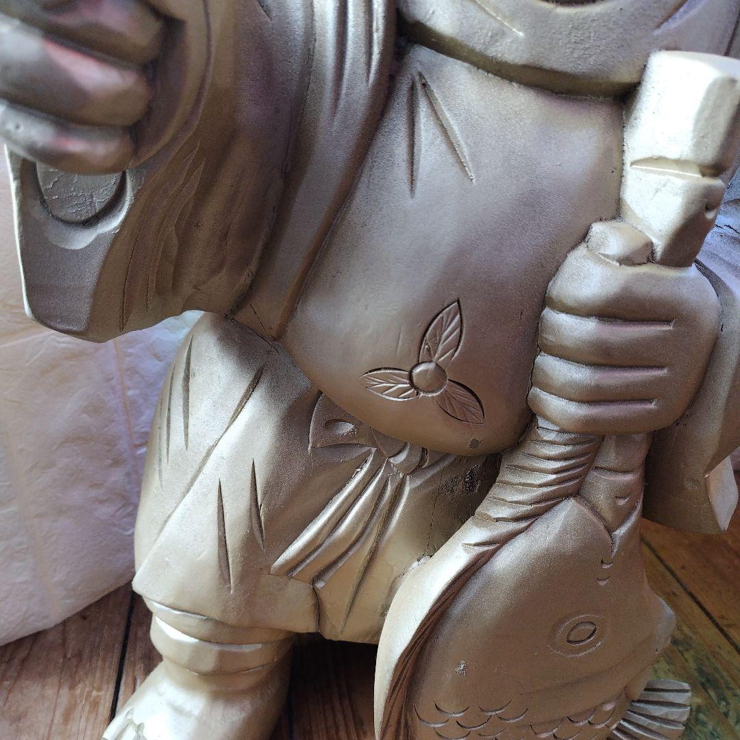 恵比寿 様 木彫り Japanese Wooden Ebisu 彫刻 縁起物