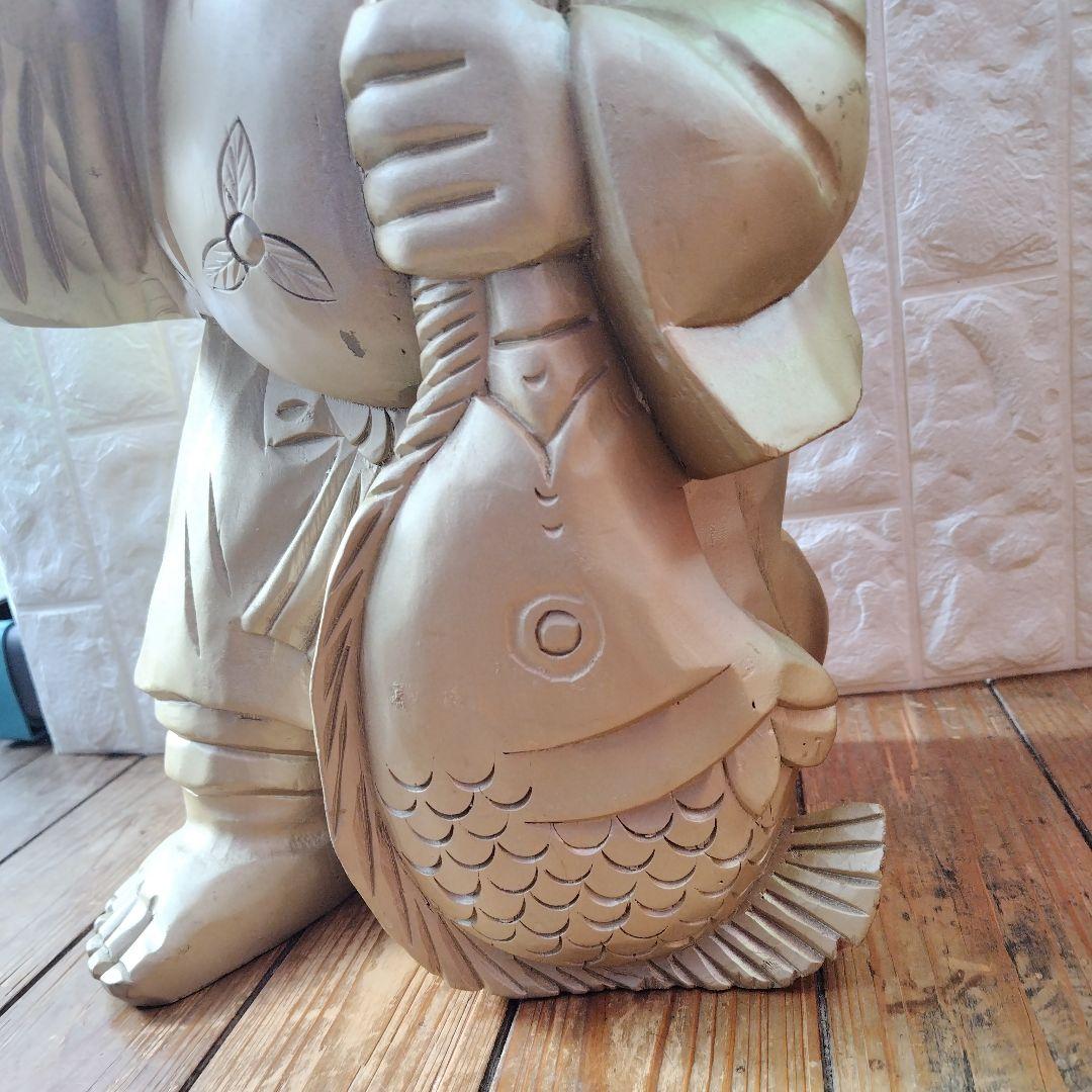 恵比寿 様 木彫り Japanese Wooden Ebisu 彫刻 縁起物