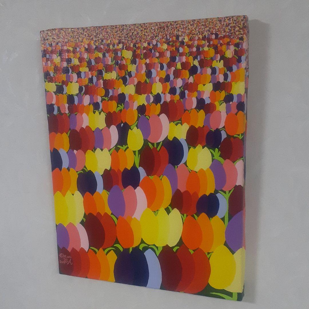 ハッピーチューリップ畑　F6号　アクリルガッシュ　キャンバス