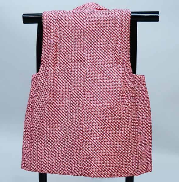 七五三 三歳 女児 正絹 総絞り 被布コート 単品 日本製 赤地 NO37180