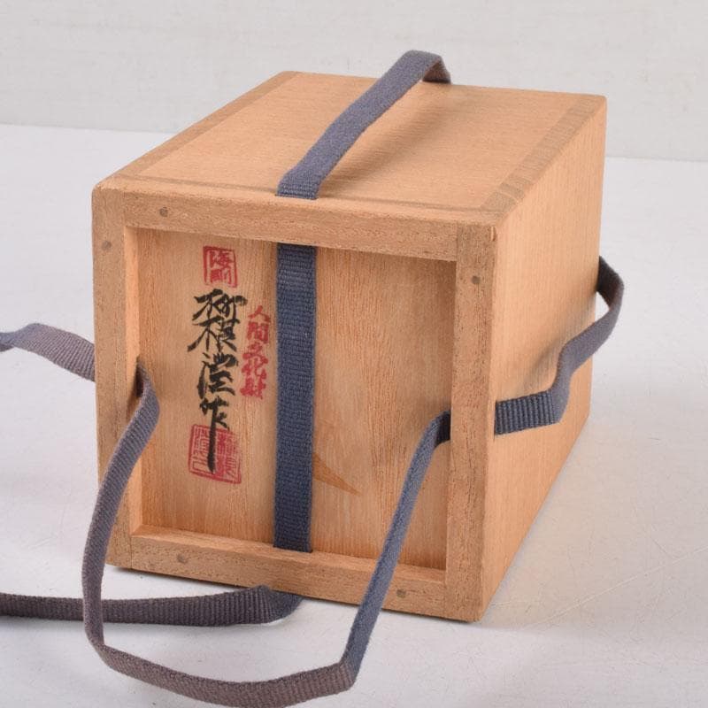 韓国人間文化財 柳海剛（柳根瀅）作 高麗青磁 象嵌鶴文 茶入 共箱 V