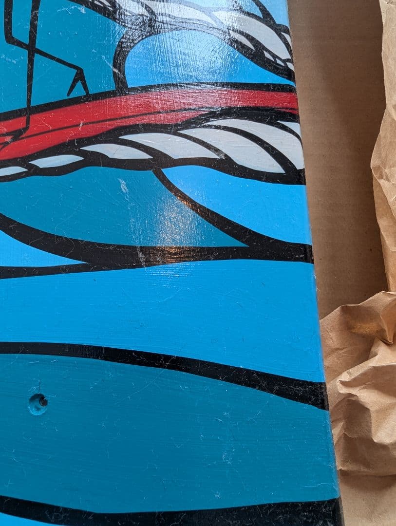 &T様専用】ヘザーブラウン 原画 スケートボード 波乗りバードと波と花