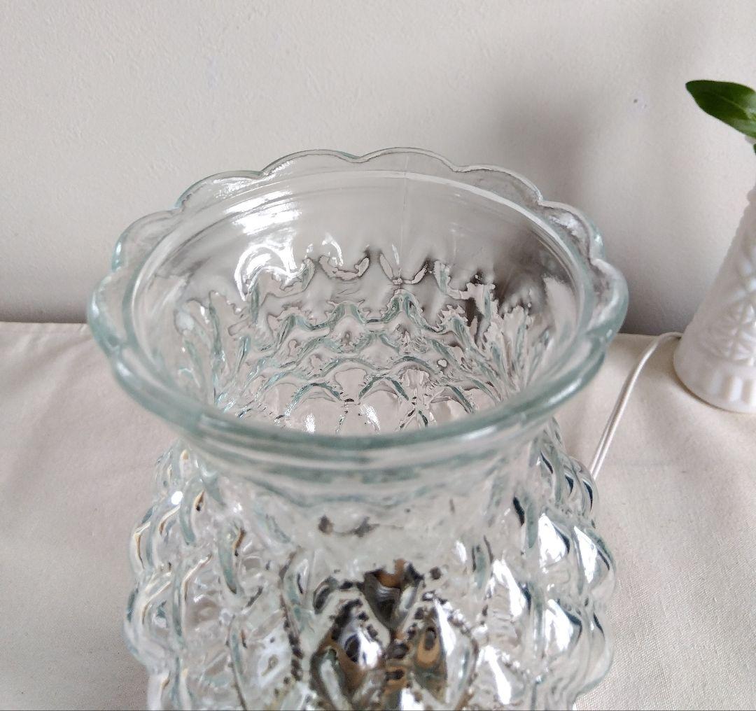 ヴィンテージ ダイヤ柄 クリアガラス テーブルランプ レア