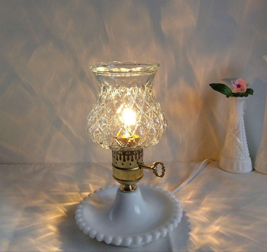 ヴィンテージ ダイヤ柄 クリアガラス テーブルランプ レア