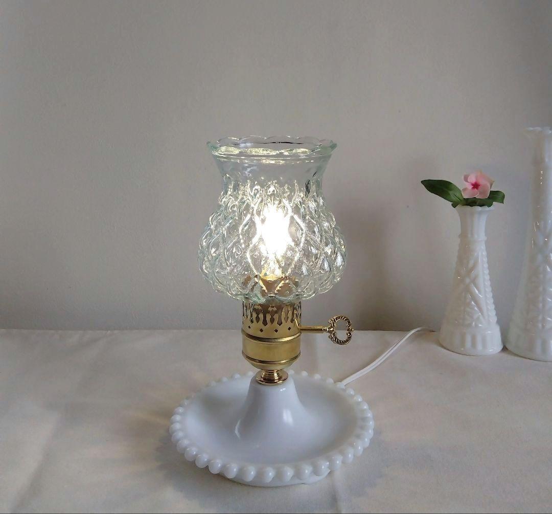 ヴィンテージ ダイヤ柄 クリアガラス テーブルランプ レア