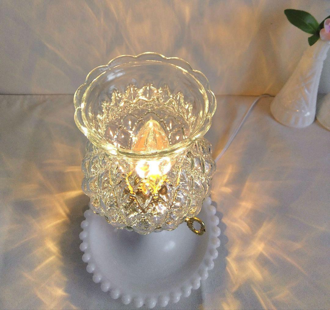 ヴィンテージ ダイヤ柄 クリアガラス テーブルランプ レア