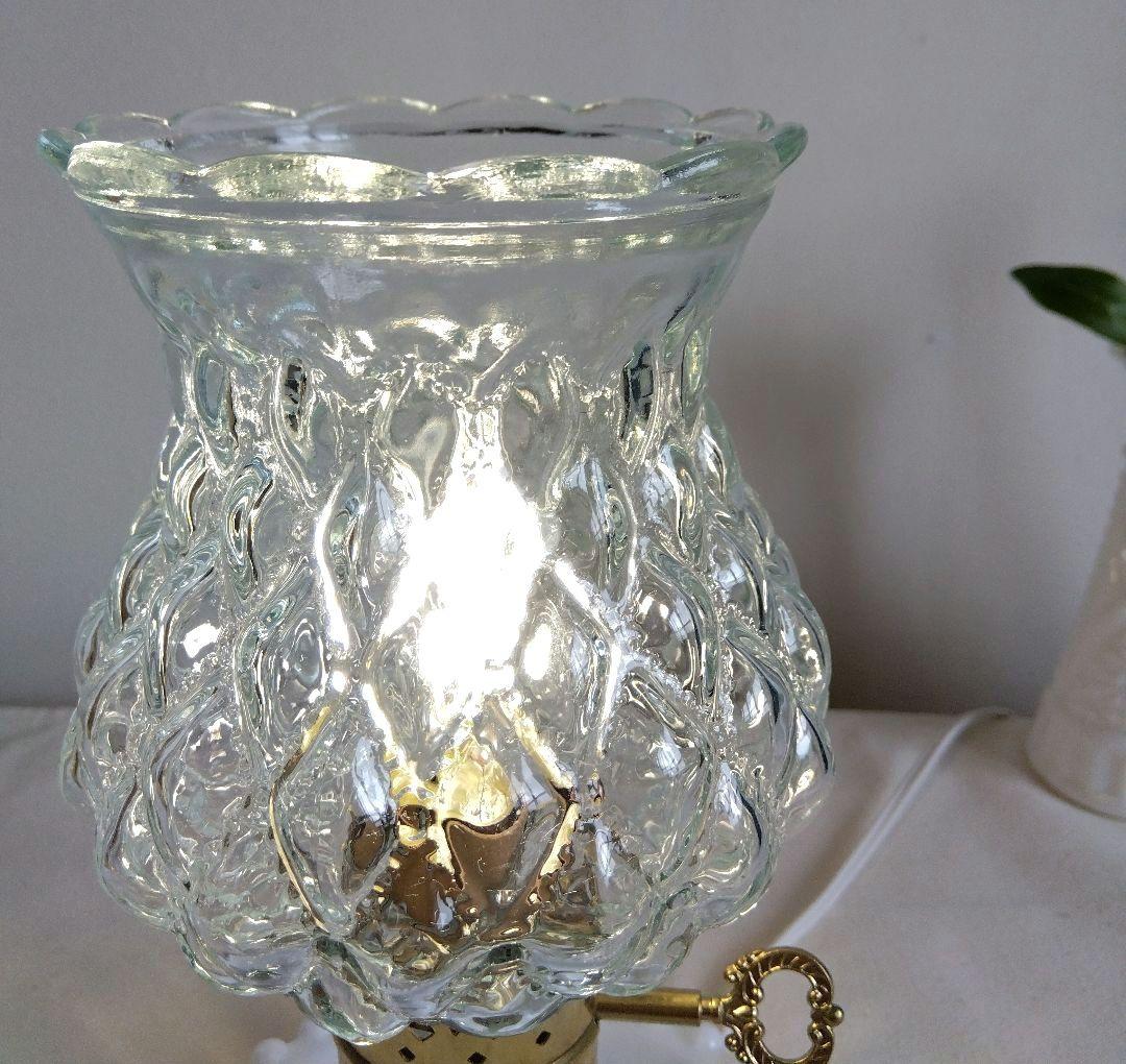 ヴィンテージ ダイヤ柄 クリアガラス テーブルランプ レア