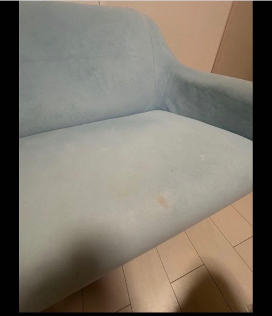 水色ファブリック2人掛けソファ