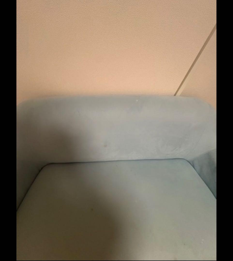 水色ファブリック2人掛けソファ