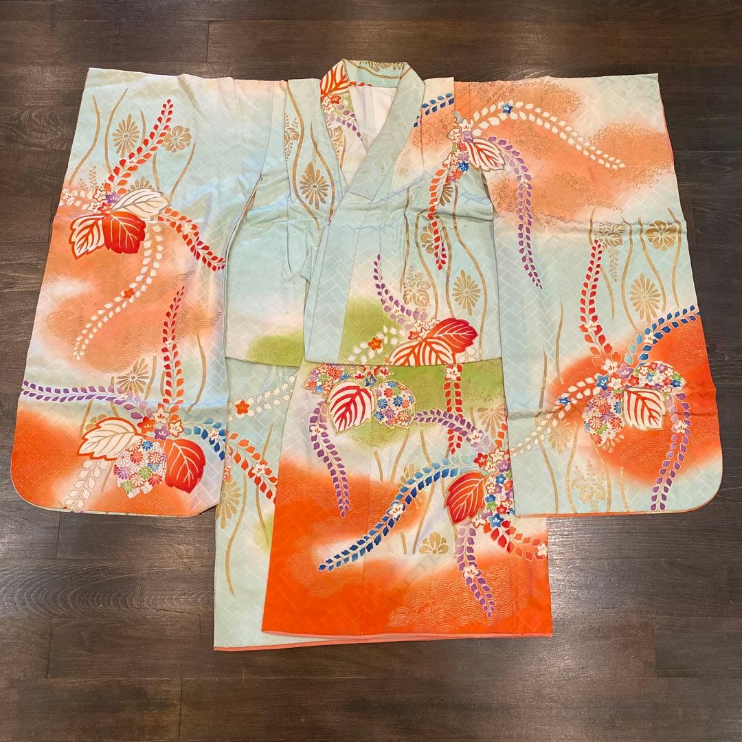 アンティーク 子供 着物 七五三 フルセット 五歳〜七歳 桐の花 正絹 ショール