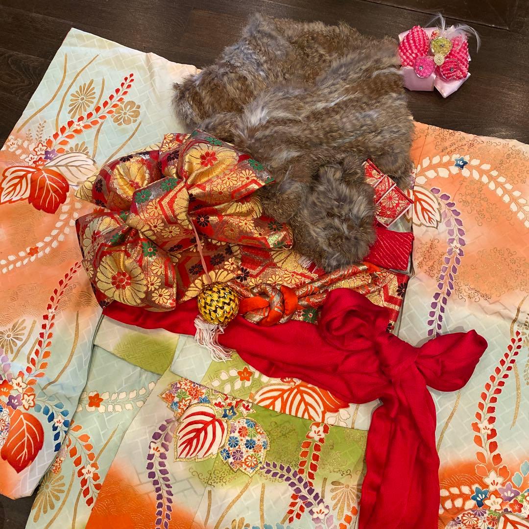 アンティーク 子供 着物 七五三 フルセット 五歳〜七歳 桐の花 正絹 ショール