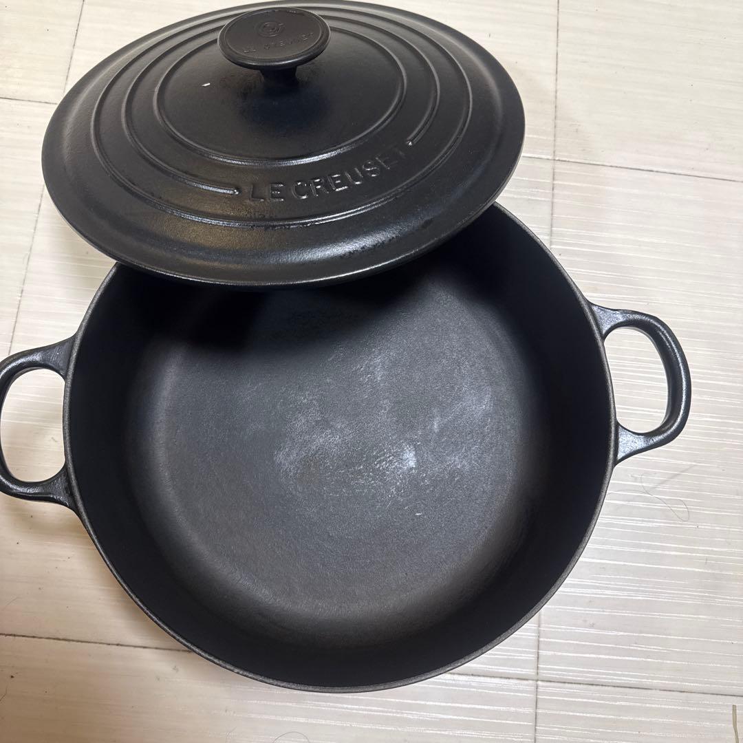 LE CREUSET ブラックミルクパン 24cm 蓋付き