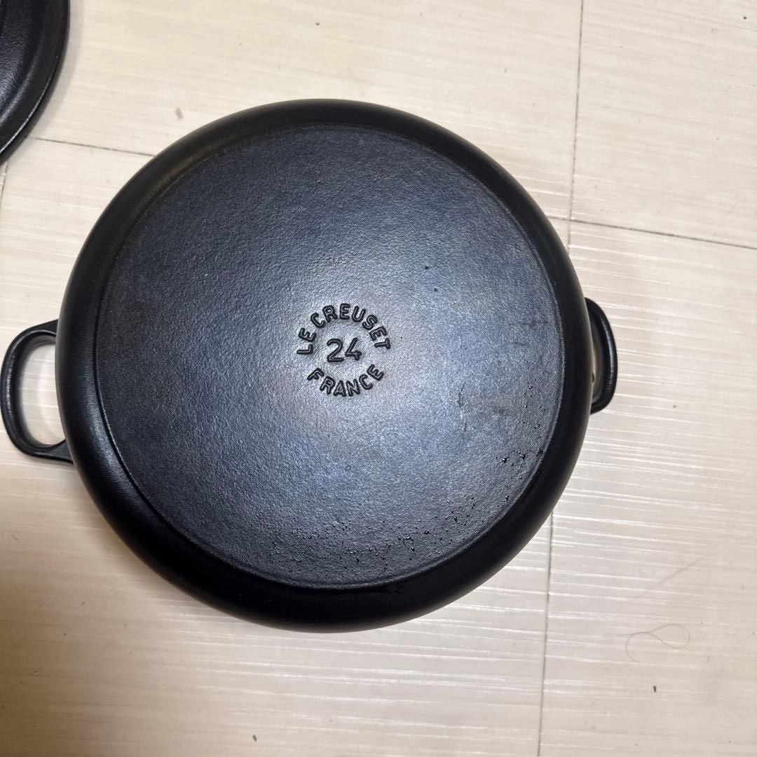 LE CREUSET ブラックミルクパン 24cm 蓋付き