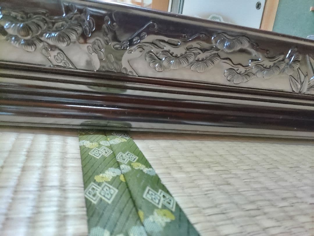 黒檀　座卓　希少品　高級唐木　座敷机　松竹梅彫　太脚　超レア品