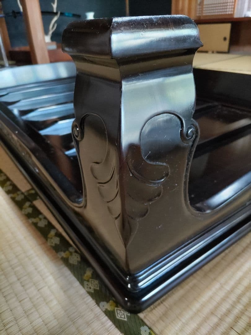 黒檀　座卓　希少品　高級唐木　座敷机　松竹梅彫　太脚　超レア品