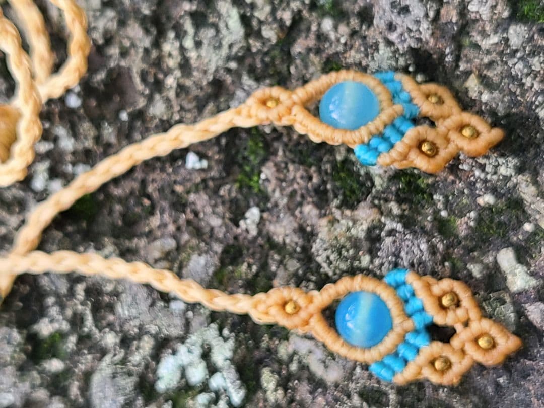 高品質ラリマー　マクラメ編みネックレス　コラボ作品