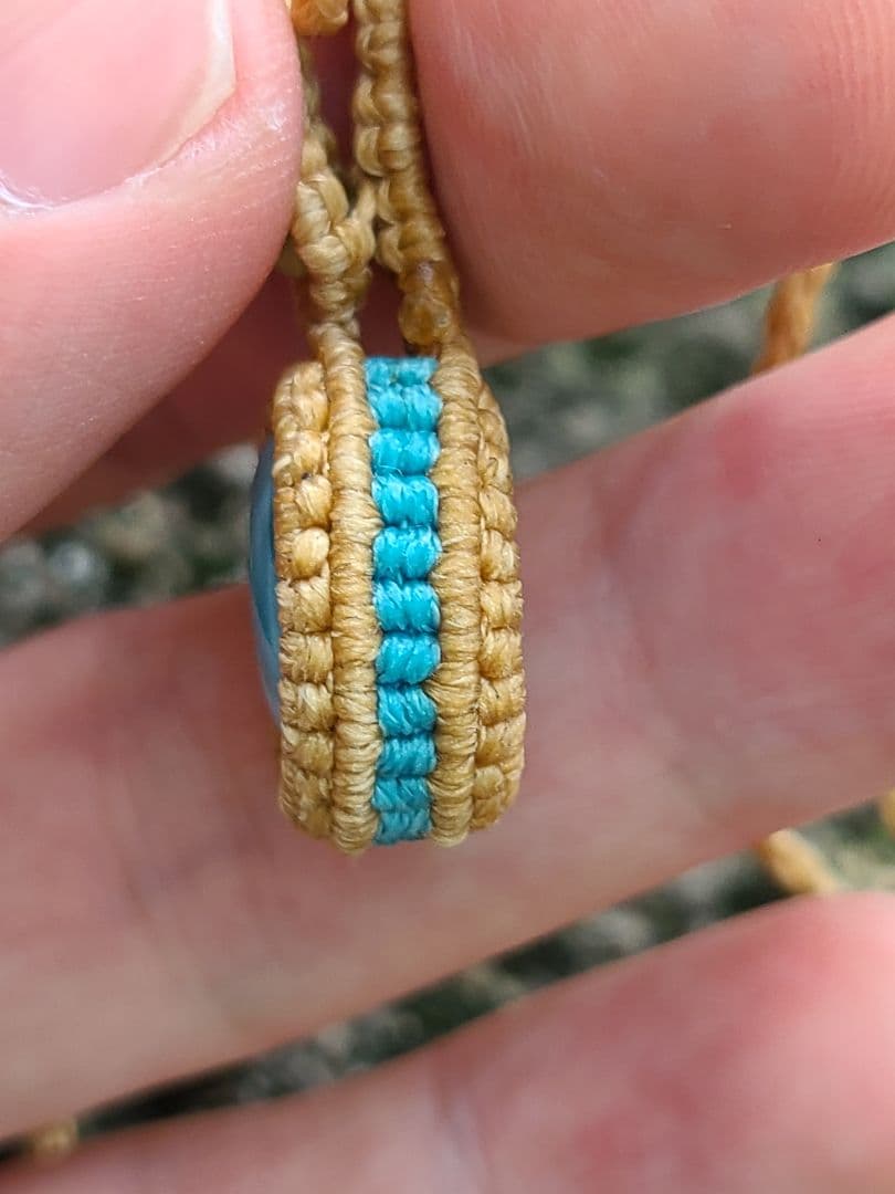 高品質ラリマー　マクラメ編みネックレス　コラボ作品