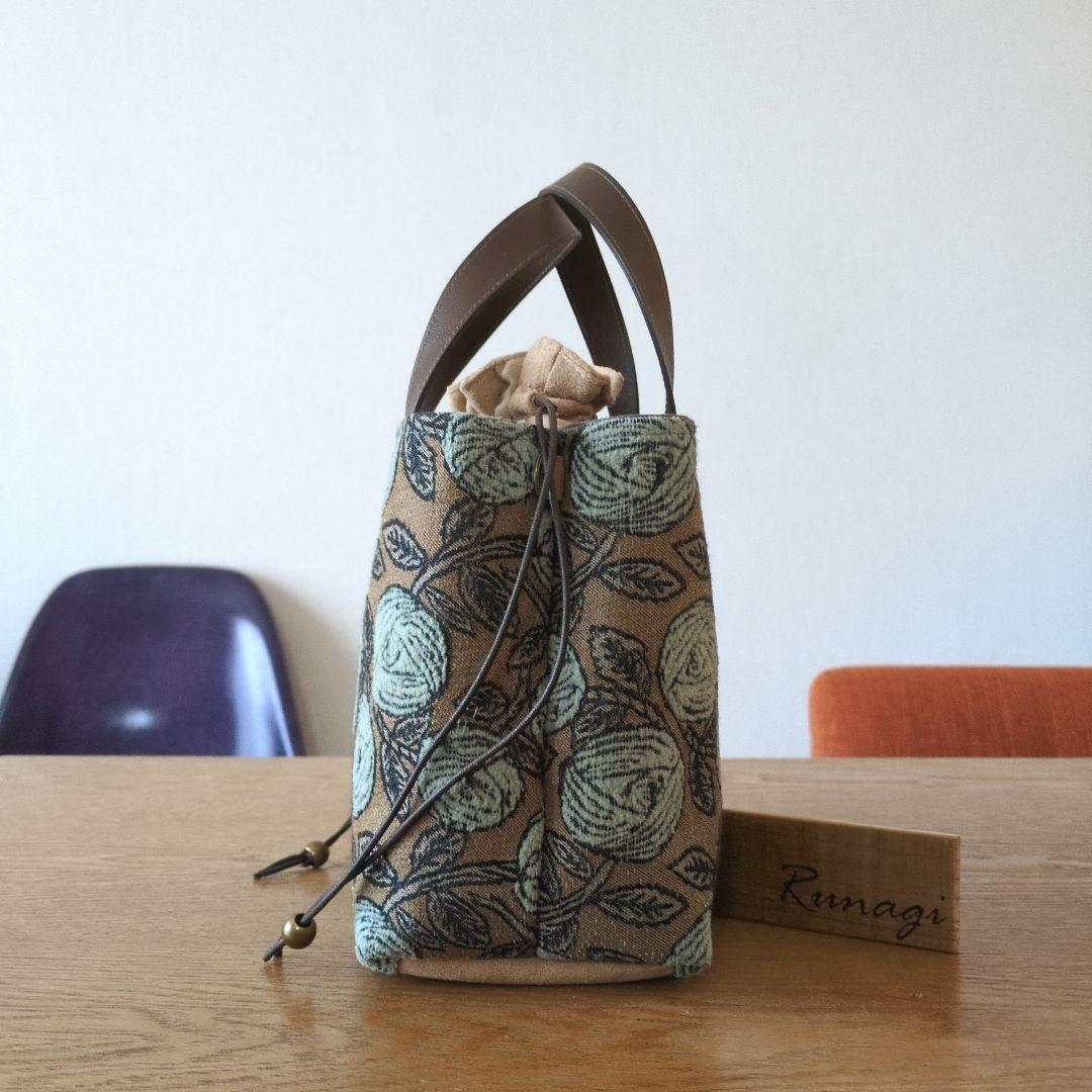 あおりポケットの巾着バッグ＊ミナペルホネン rosy