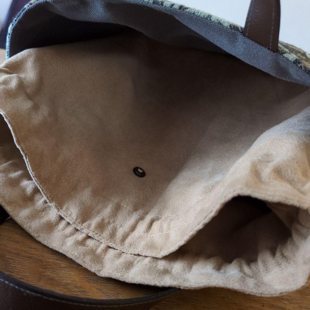 あおりポケットの巾着バッグ＊ミナペルホネン rosy