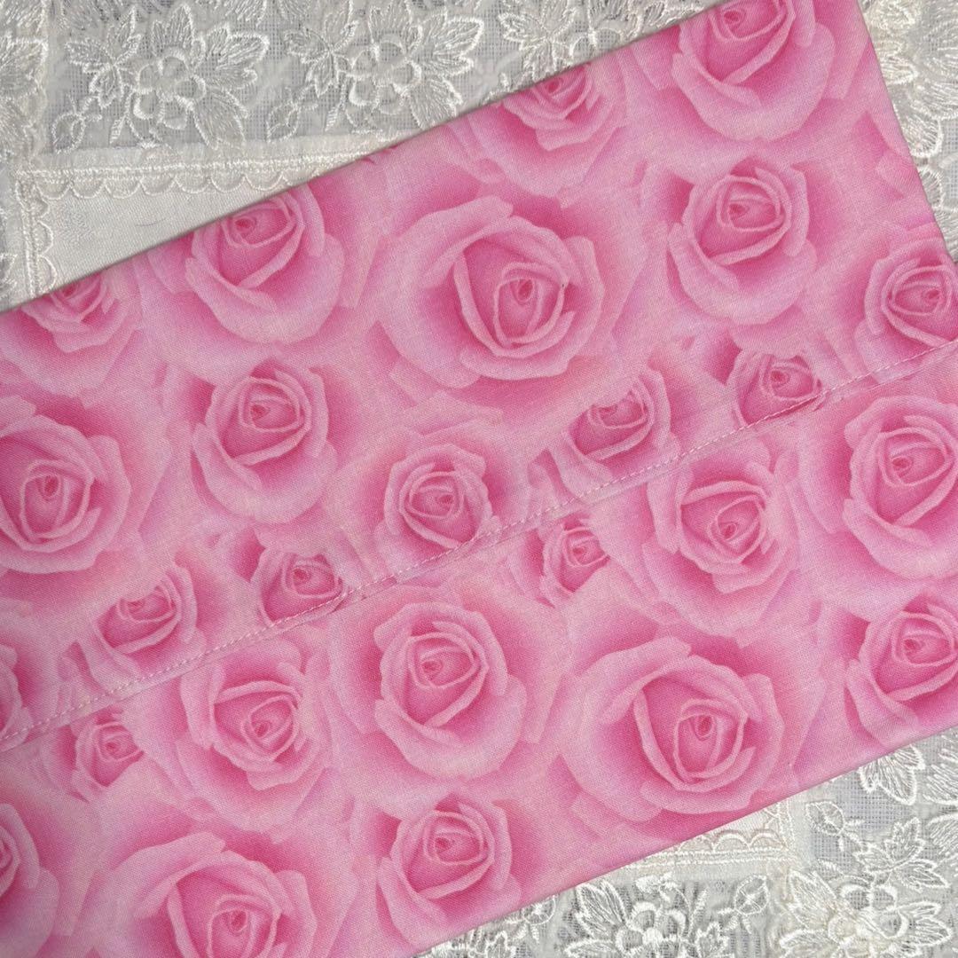 ボックスティッシュカバー　ピンクの薔薇　handmade