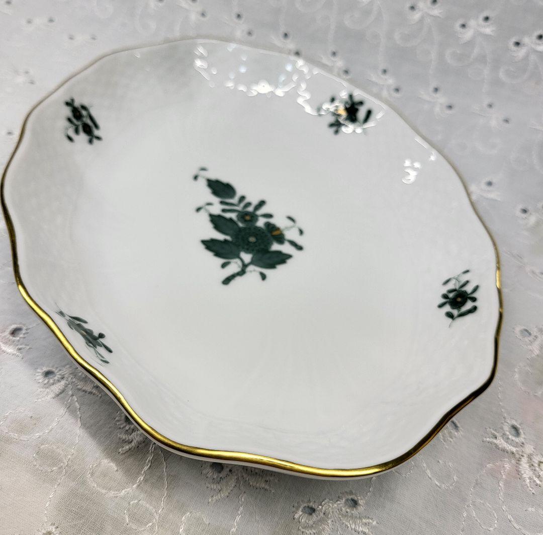 未使用✨ヘレンド アポニーカデット オーバルディッシュ 楕円 グリーン