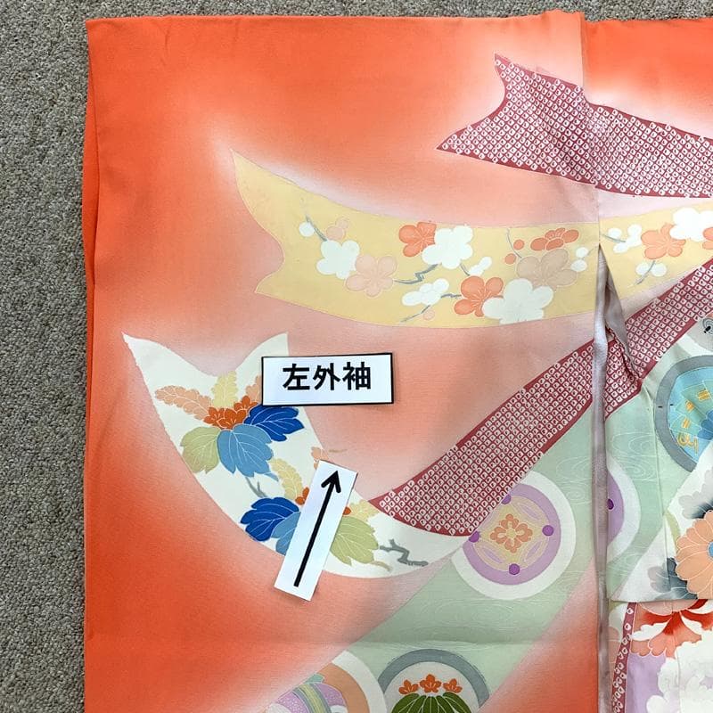 602ag8□七五三 三歳 女児 着物&チュール帯＆長襦袢 束ね熨斗□美品