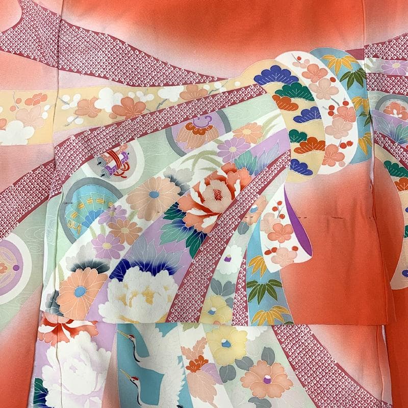 602ag8□七五三 三歳 女児 着物&チュール帯＆長襦袢 束ね熨斗□美品