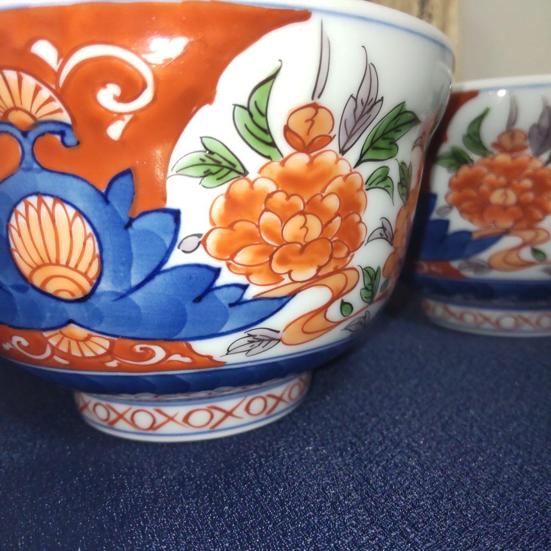 源右衛門 古伊万里 丼 小どん どんぶり 蓋付き 牡丹 染錦 染付 5客 木箱