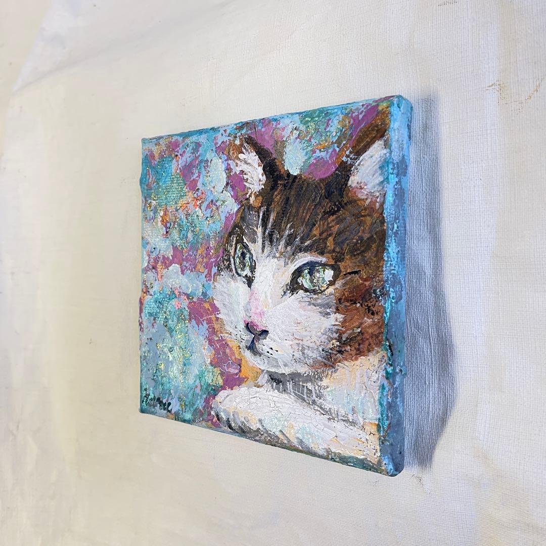 【原画】ねえねえ、あのね。 ～ひかえめな催促の猫ちゃん～ 15cmキャンバス