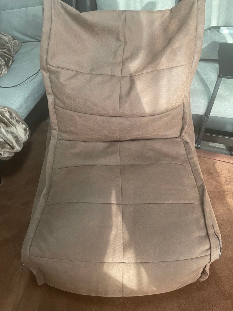 ブラウン ビーズクッション 背もたれ付きソファ型①