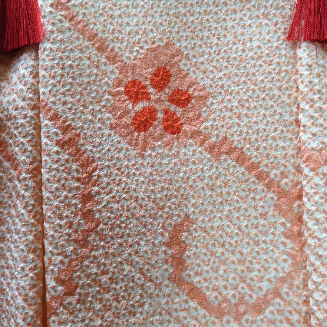 七五三３歳正絹総絞り手縫いの被布（中綿無し）サーモンオレンジ色