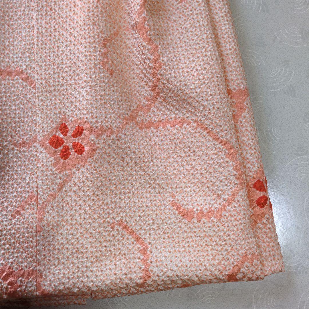 七五三３歳正絹総絞り手縫いの被布（中綿無し）サーモンオレンジ色