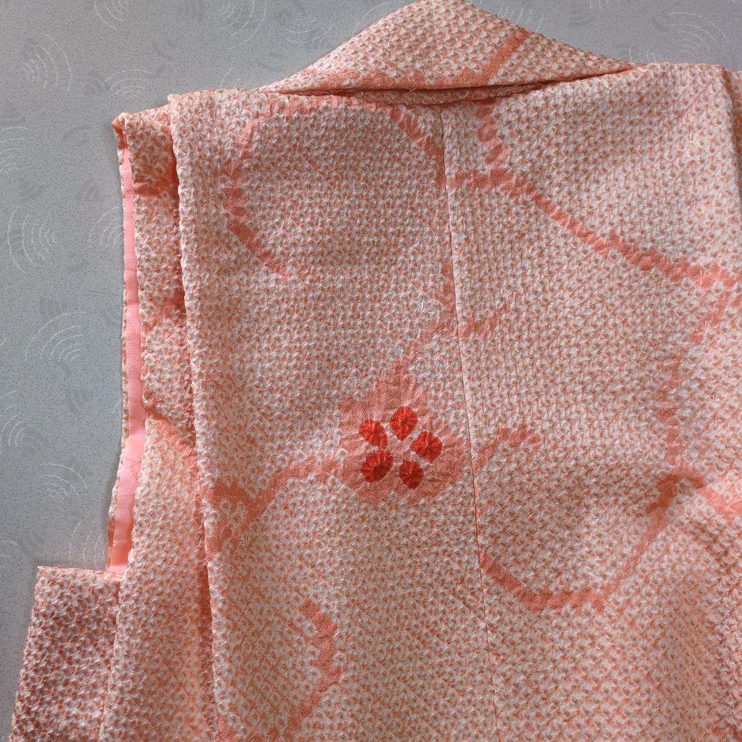 七五三３歳正絹総絞り手縫いの被布（中綿無し）サーモンオレンジ色