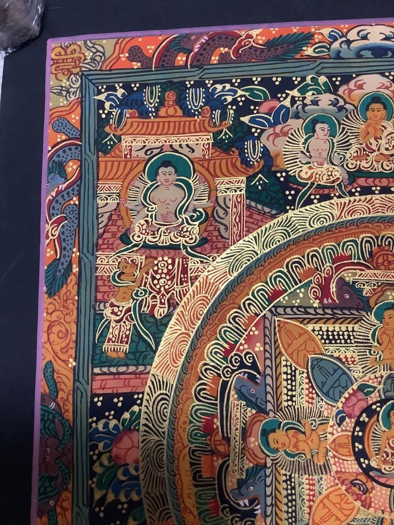 《 チベット密教　新品　1点物 》 手描き　曼荼羅　仏陀　釈迦　仏画　仏教　d3