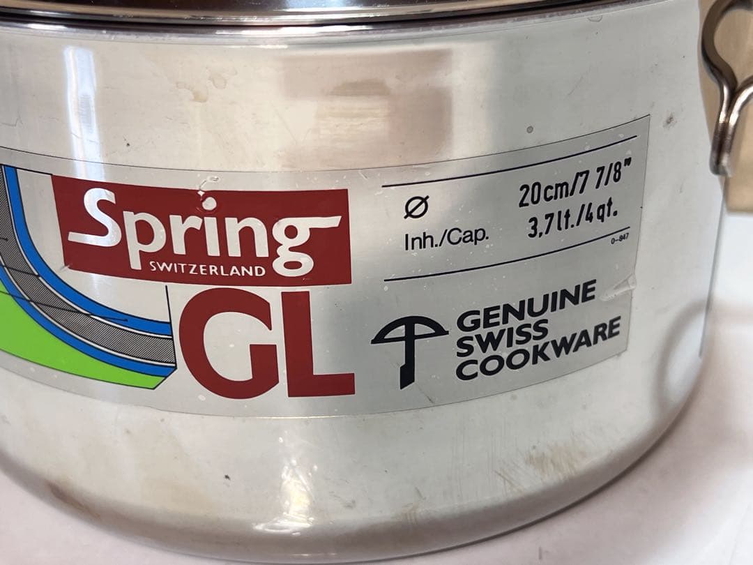 スプリング GL クリスタル 3.7L 20cm ソースパン、中古品、状態良好
