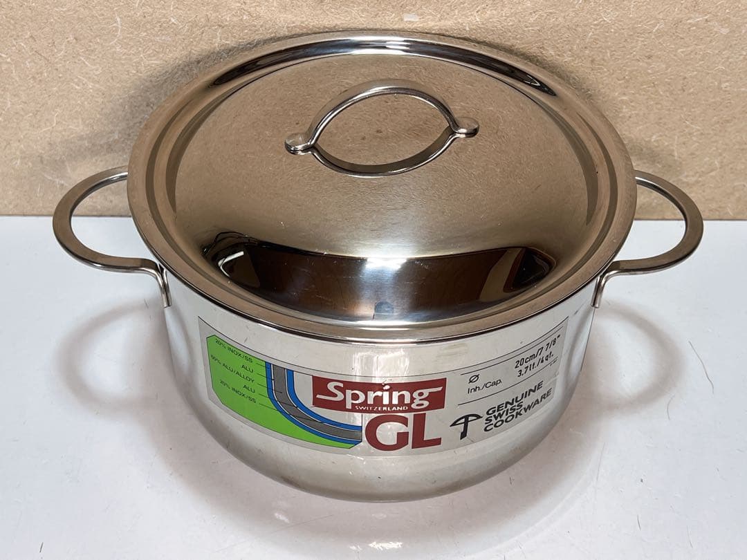 スプリング GL クリスタル 3.7L 20cm ソースパン、中古品、状態良好