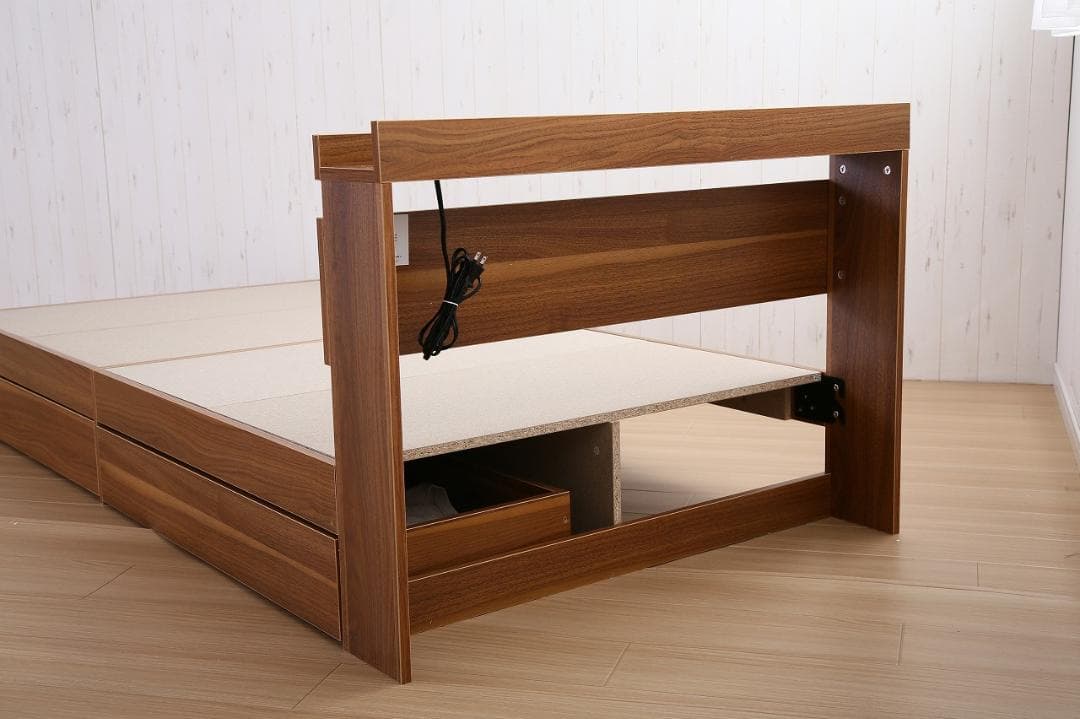 《新品・送料無料》【ダブル】Pluto 収納付きベッド（マットレス付き）