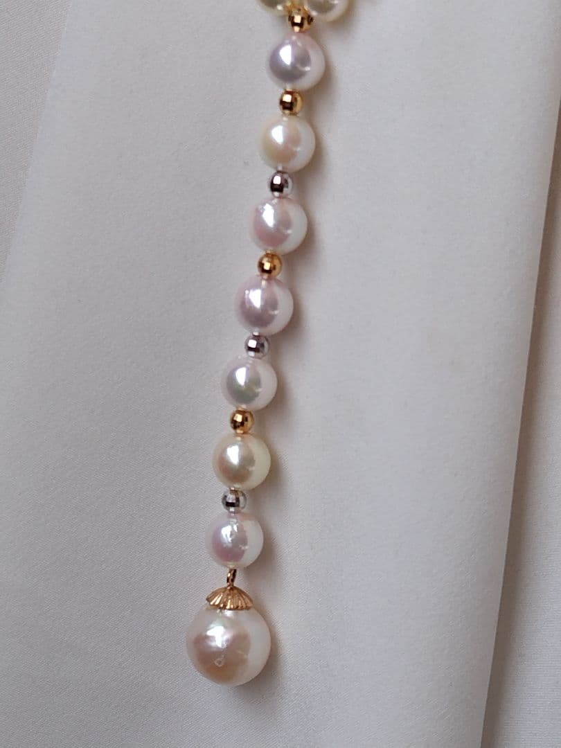 アコヤ真珠、あこやベビーパール、アコヤ芥子パールの、Y字ネックレス