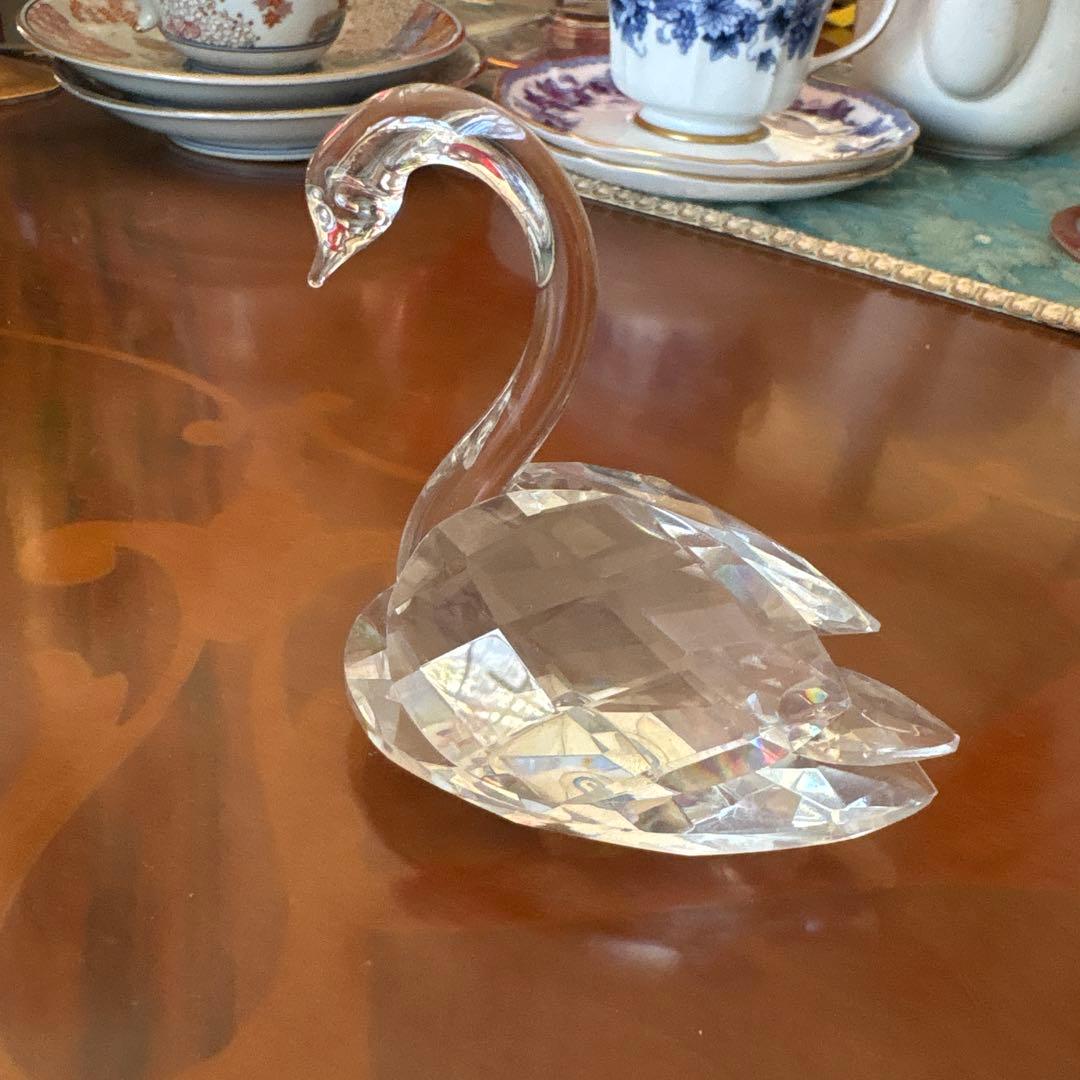 クリスタル 白鳥 置物