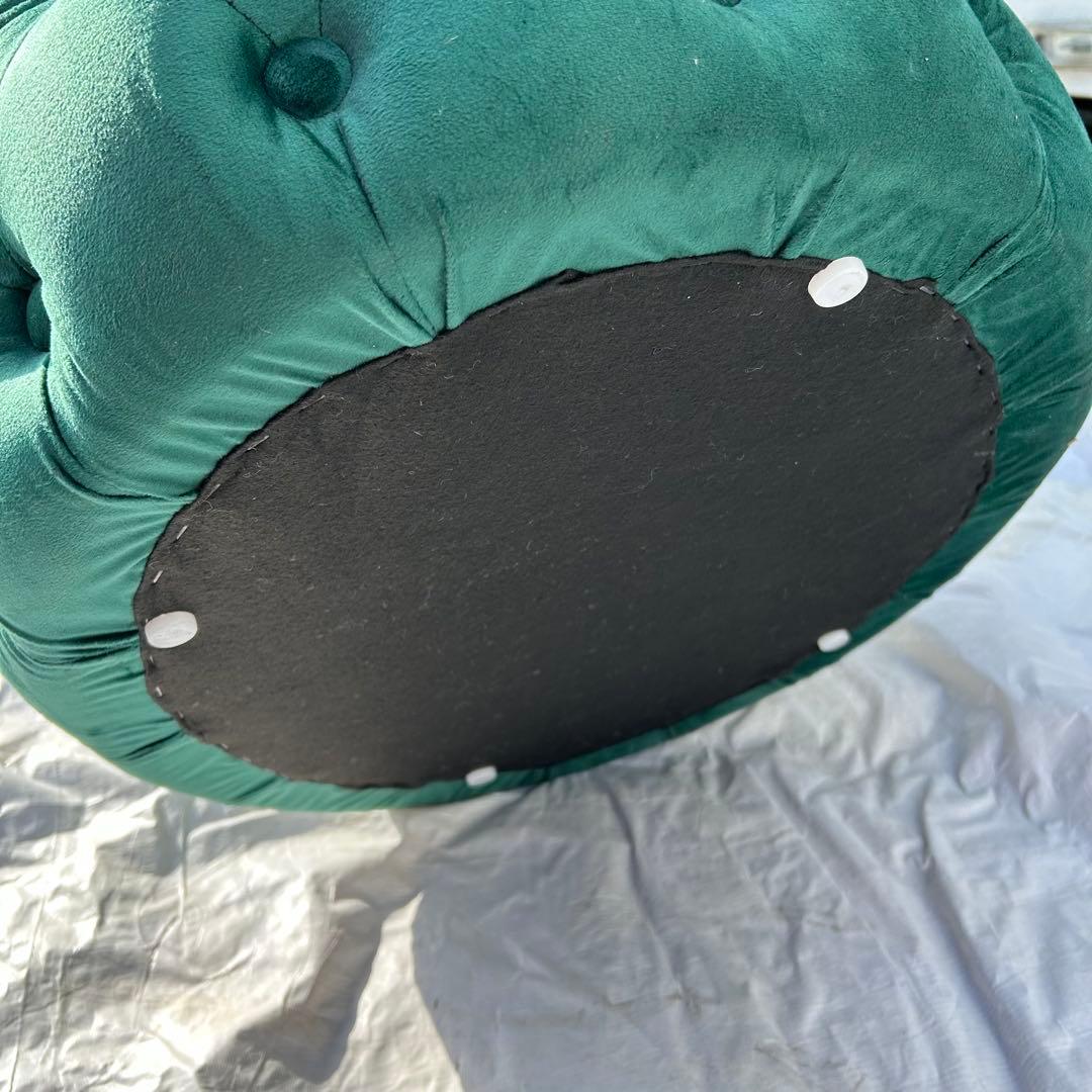 オットマンのみ　収納付き　ダークグリーン ベルベット スツールとチェア