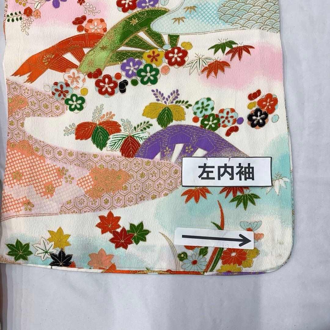 510agu32□七五三 三歳 セミアンティーク 女の子 着物のみ 金彩□美品