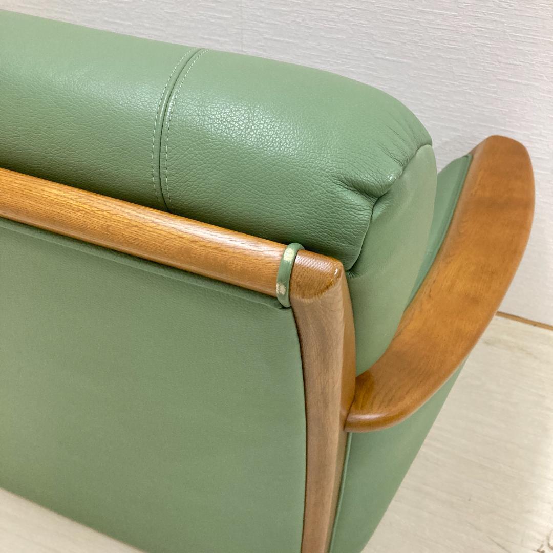 浜本工芸　革製　2人掛けソファ　ラブソファ