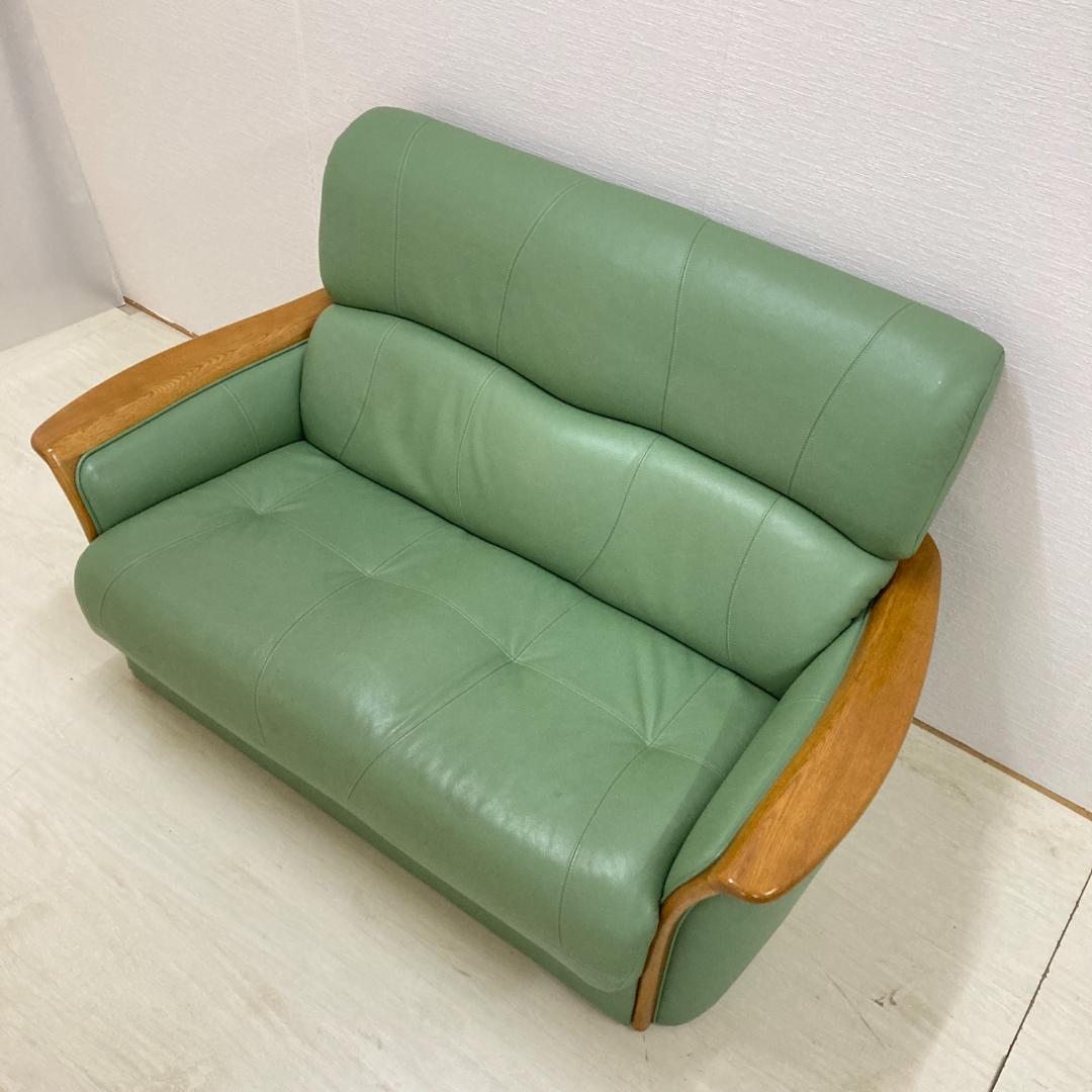 浜本工芸　革製　2人掛けソファ　ラブソファ